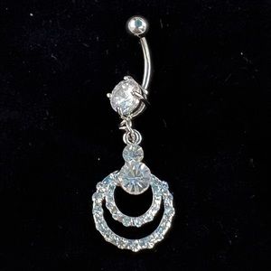 NWT Belly Button Ring Jewelry - Rhinestone & Silver Tone - Body Jewelry